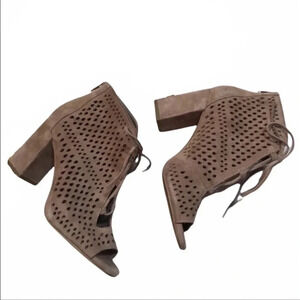 Arturo Chiang Mink At-Parlee Open Toe Lace Up Booties Size 8.5